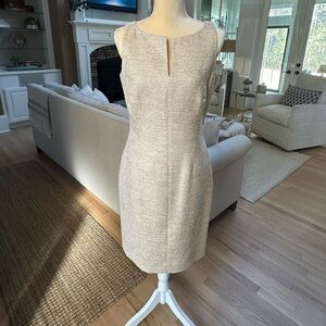 Elegant Beige Gold Sleeveless Dress